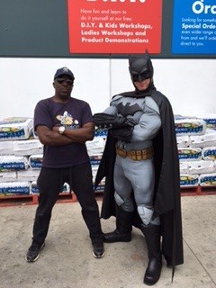 Ronnie and Batman at Bunnings